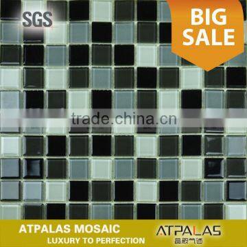 popular in Brazilian market 4mm glossy finish black mix gray mix white crystal glass mosaic tile