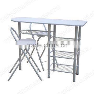 white color MDF top bar table set