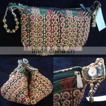 LADIES EXOTIC INDIAN POTLI, MAKE UP, EVENING, WEDDING, PROM, CLUTCH HAND BAG