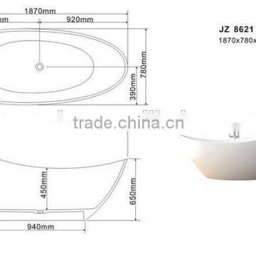 Popular Solid Surface Freestanding Massage Bathtub / Resin Stone Bath Tub Wholesaler Price photo-3