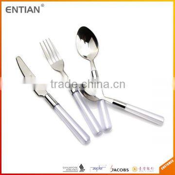 Stainless steel plastic round handle flatware