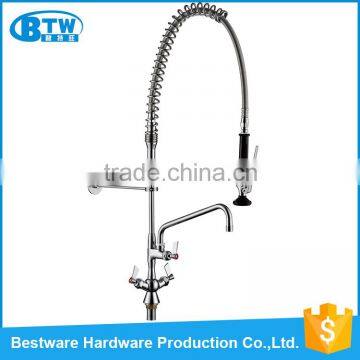 OEM&ODM accept modern kitchen design deck mounted dual handle brass commercial faucet sprayer