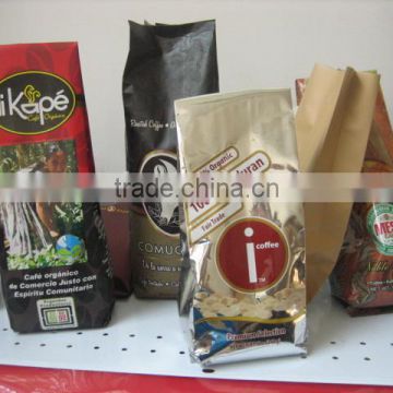 Custom side gusset foil coffee packaging bag with valve