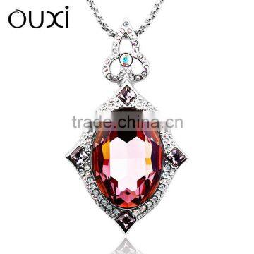 2015 OUXI New arrival red diamond crystal pendant necklace and sweater chain 11037-1