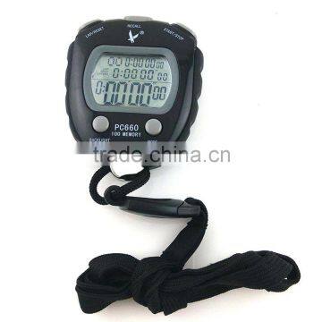 Large 3 Row Display 100 split recallable memory Sport Stopwatch Timer PC660
