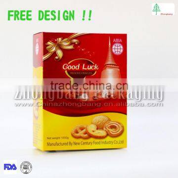 Embossing logo tuck top cookie packaging box paper box printing biscuit box