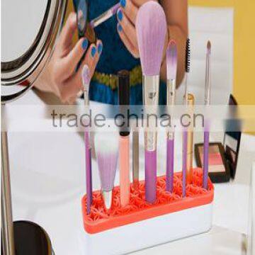 Silicone Retangle Shape Cosmetic Organizer with Platic Base, Practical Cosmetic Contanier