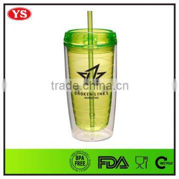 16oz Bpa Free Double Wall Plastic Tumbler With Straw With Custom Logo