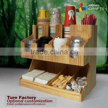 wooden /bamboo coffee cup condiment organizer