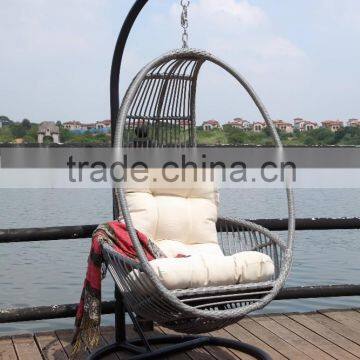 Pangolin grey flat rattan hanging egg chair