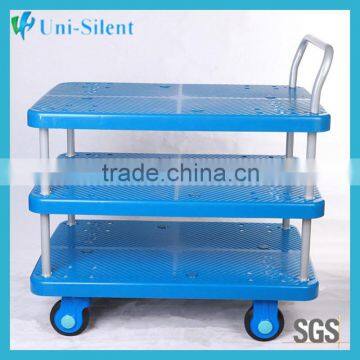 300kg plastic single arm triple cargo trolley in china