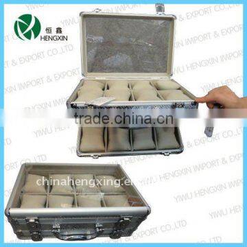 Aluminum watch display case,travel jewelry box with handle