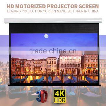 Electric pull-down projection screen /wall or ceiling mounted motorised projector screen for school theather