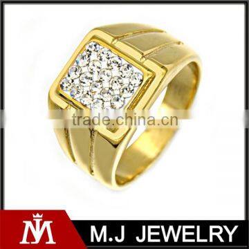 Stainless Steel Boss Ring , Full Crystal Rhinestone Ring