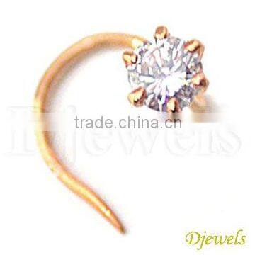 Round Cut Diamond Nose Pin / Ring & Diamond Jewelry