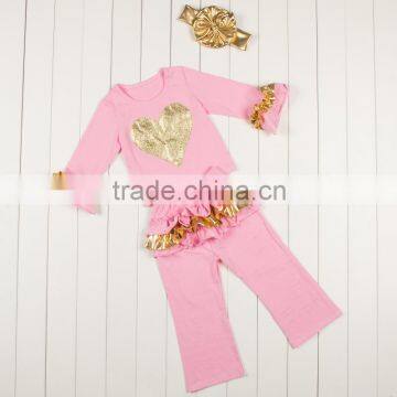 Christmas Tree Children Boutique Clothing Sets Girls Christmas Outfit Days Outfits Kids Clothes For Santa Sequin Gold Ruffles photo-3
