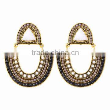 Big size jewelry 2016 black with gold drop earrings vintage fashionable jewelry