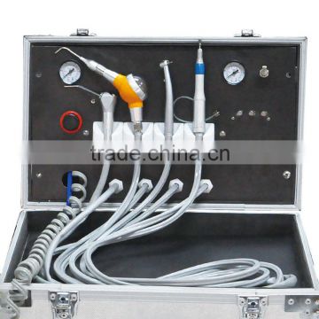 220v Portable Dental Turbine Unit Suction Work Air Compressor 3 Way Syringe 4 Hole