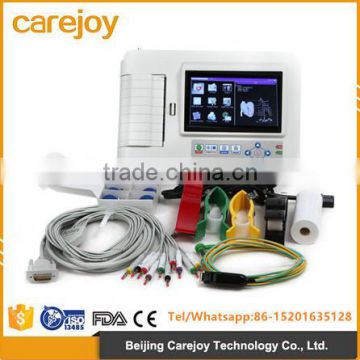 CE& FDA approved portable ecg machine Digital 6-channel Touch screen color Electrocardiograph ECG EKG machine with free software