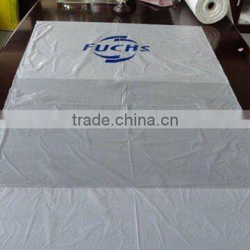 LDPE Ivory Color With FUCHS Printing and Two Pockets Plastic Disposable Car Seat Cover