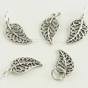 Silver Leaf Beads DIY Sterling Silver Jewelry For Bracelets photo-5