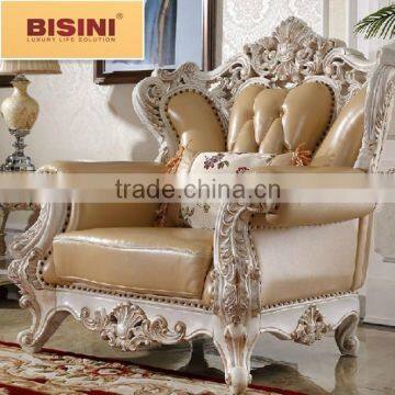 Bisini French Palace Exquisite Genuine Leather Sofa Set photo-3