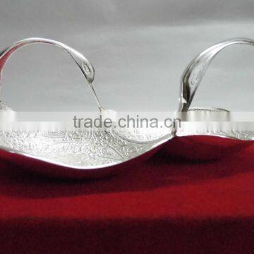 Cheap and Attractive Promotional Gift, Corporate Gift Item Silver Plated Swan Brass Bowl photo-2