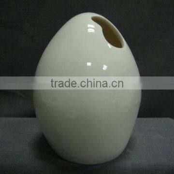 egg shape white stoneware bud vase