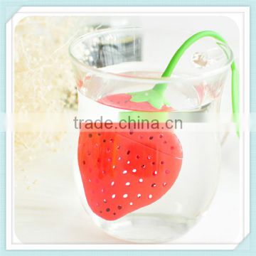 FDA/LFGB Cute strawberry shape silicone tea tool silicone tea infuser