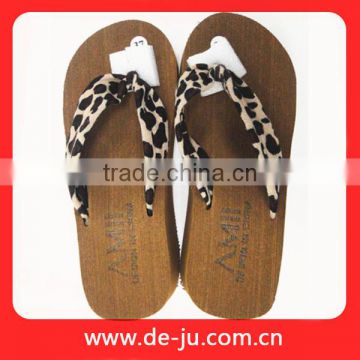 Flip Flops Dark Brown Sole Leopard Strap Ladies Sandals