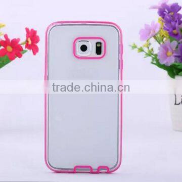 TPU PC transparent color protective phone case for Samsung S6 Edge