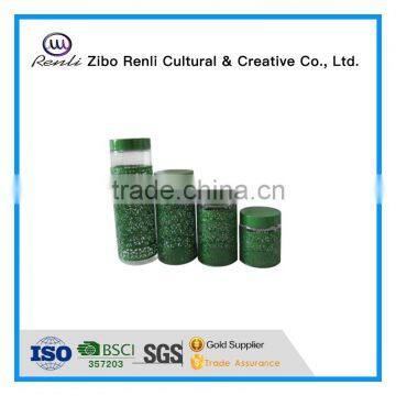 4 Pieces Metal Coated Antique Glass Sweet Storage Jars in Different Color