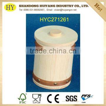 Eco-friendly wooden rice bucket with lid