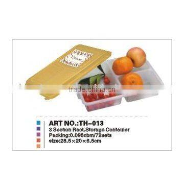 pp food container,pp storage box,3section Rect Food Container