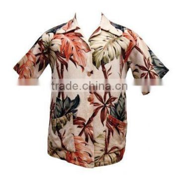 cotton/bamboo fiber fit-cutted hawaiian shirts