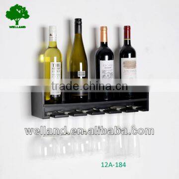 Floating Black Wine Rack Display Wall Mount Accent Room Design Functional Decor