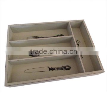 White wooden cutlery tray,display tray for sale