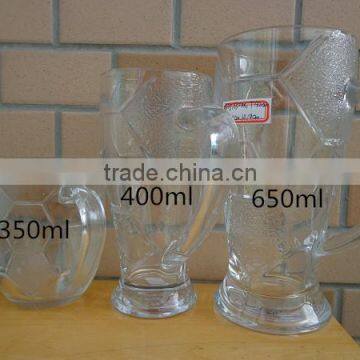 400ml skull heads shape glass beer mug with handle