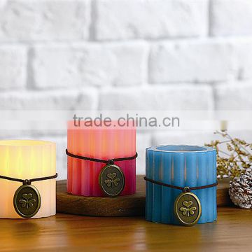 Hawaii Theme Flameless LED Pillar Candles With Clover Pendant