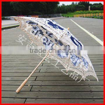 Anji Umbrella Factory 100% Cotton Handmade Wooden Stick Lace Parasol photo-3