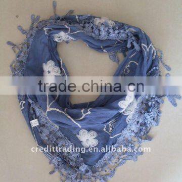 wholesale polyester scarf with lace fashionable