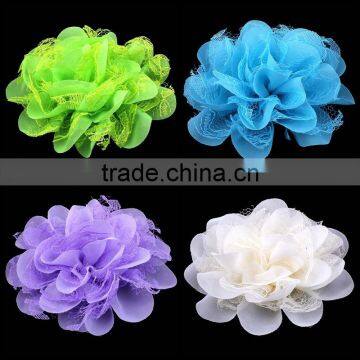 chiffon and lace flower clip for kids hair accessories for baby girl