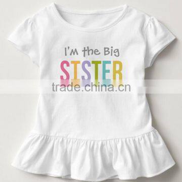 Wholesale custom tee shirt design stylish breathable 100% cotton jersey ruffle toddler tee china manufacturer