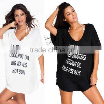 Casual Women Summer Style Letter Print Summer Bathing Suit Cover Up Beach Dress For Swimwear Wholesale Custom