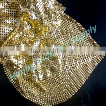 Fashion 3mm Golden Color Aluminum Mesh Fabric For Garment Bag Trousers