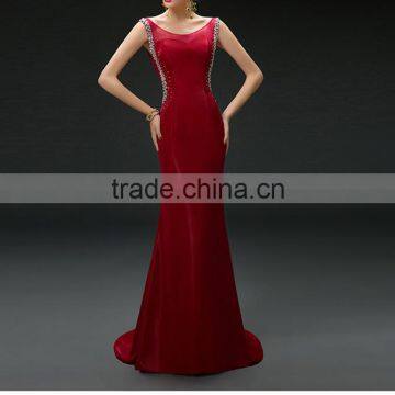 Women Elegant Sleeveless Beaded Floor-length Maxi Evening Party Dress photo-5