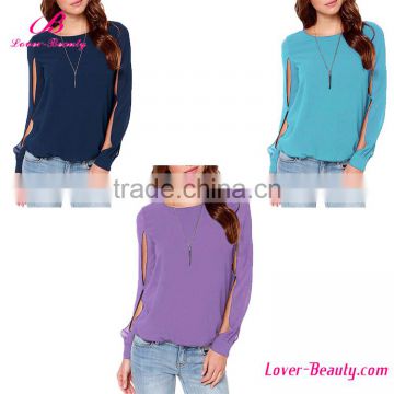 Sample free blue long sleeve women tank latest design girlslady top