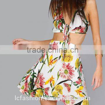 Sexy Summer Beach Print Crop Top and Skirt Wholesale Ladies Summer Beach Clothing photo-2