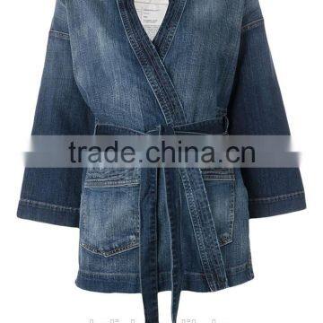 Hot Sale Unique Design Lady Denim Kimono Style Jackets for Sale photo-4