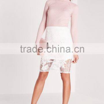 new style white lace floral midi skirt wholesale OEM service